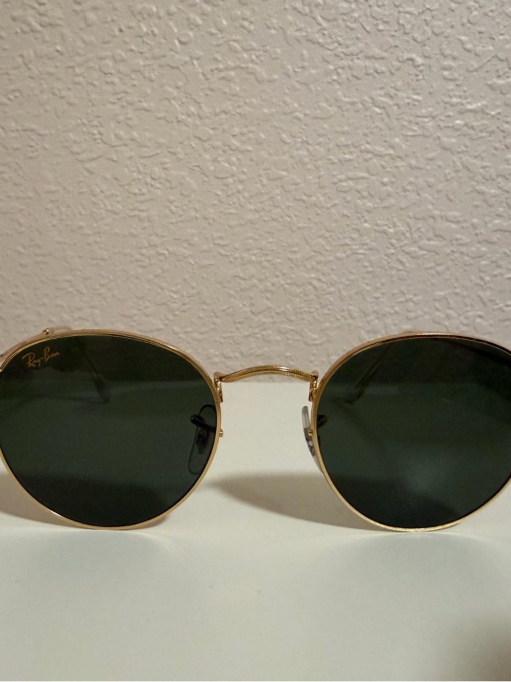Ray-Ban Gold Frame Sunglasses with Green Lenses- Polished Arista Gold - Picture 2 of 5